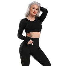 Load image into Gallery viewer, Women Seamless Gym Yoga Set Fitness Sports Suits Leggings Sport Women Fitness High Waist Woman Push Up Leggings Long Sleeve