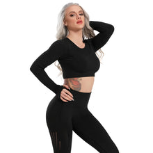 Load image into Gallery viewer, Women Seamless Gym Yoga Set Fitness Sports Suits Leggings Sport Women Fitness High Waist Woman Push Up Leggings Long Sleeve