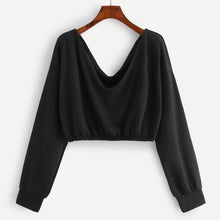 Load image into Gallery viewer, Feitong Fashion Women Cropped Sweatshirt Solid Deep V-Neck Long Sleeve Collect Waist Crop Sweatshirt Top camisa de entrenamiento
