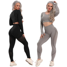 Load image into Gallery viewer, Women Seamless Gym Yoga Set Fitness Sports Suits Leggings Sport Women Fitness High Waist Woman Push Up Leggings Long Sleeve