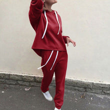 Load image into Gallery viewer, 2 piece set tracksuit women women's sports suit Women Splice Cropped Pullover Sweatshirt and Side Striped Pants Tracksuit Set#g4