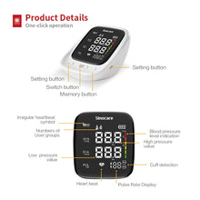 Load image into Gallery viewer, Sinocare™ Portable Electronic Blood Pressure/Sphygmomanometer Monitor (2 Users)