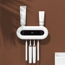 Load image into Gallery viewer, Wall Mount UVC Ultraviolet Toothbrush Sterilizer Holder Toothpaste Hanging Dispenser Shelf Squeezer with LED Display