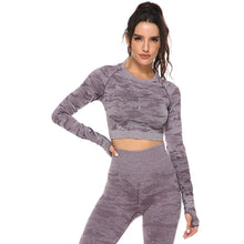 Load image into Gallery viewer, Women 2pcs Seamless Yoga Set Fitness Sports Suits Woman Push Up Leggings Long Sleeve Top High Waist Sport Leggings Gym Clothes