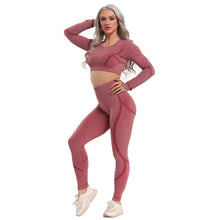 Load image into Gallery viewer, Women Seamless Gym Yoga Set Fitness Sports Suits Leggings Sport Women Fitness High Waist Woman Push Up Leggings Long Sleeve
