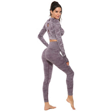 Load image into Gallery viewer, Women 2pcs Seamless Yoga Set Fitness Sports Suits Woman Push Up Leggings Long Sleeve Top High Waist Sport Leggings Gym Clothes