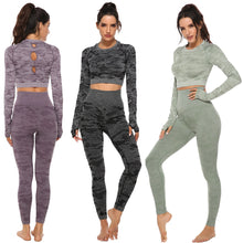 Load image into Gallery viewer, Women 2pcs Seamless Yoga Set Fitness Sports Suits Woman Push Up Leggings Long Sleeve Top High Waist Sport Leggings Gym Clothes