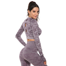 Load image into Gallery viewer, Women 2pcs Seamless Yoga Set Fitness Sports Suits Woman Push Up Leggings Long Sleeve Top High Waist Sport Leggings Gym Clothes