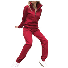 Load image into Gallery viewer, 2 piece set tracksuit women women's sports suit Women Splice Cropped Pullover Sweatshirt and Side Striped Pants Tracksuit Set#g4
