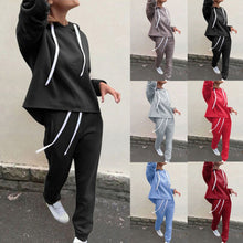 Load image into Gallery viewer, 2 piece set tracksuit women women's sports suit Women Splice Cropped Pullover Sweatshirt and Side Striped Pants Tracksuit Set#g4
