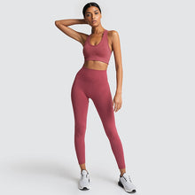 Load image into Gallery viewer, seamless hyperflex workout set sport leggings and top set yoga outfits for women sportswear athletic clothes gym sets 2 piece
