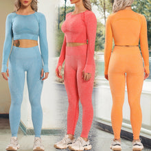 Load image into Gallery viewer, Women New Seamless Yoga Set Gym Clothing Fitness Leggings+Cropped Shirts Sport Suit Women Long Sleeve Tracksuit Active Wear
