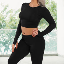 Load image into Gallery viewer, Women New Seamless Yoga Set Gym Clothing Fitness Leggings+Cropped Shirts Sport Suit Women Long Sleeve Tracksuit Active Wear
