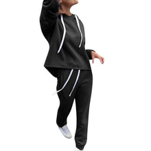 Load image into Gallery viewer, 2 piece set tracksuit women women's sports suit Women Splice Cropped Pullover Sweatshirt and Side Striped Pants Tracksuit Set#g4
