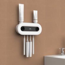 Load image into Gallery viewer, Wall Mount UVC Ultraviolet Toothbrush Sterilizer Holder Toothpaste Hanging Dispenser Shelf Squeezer with LED Display

